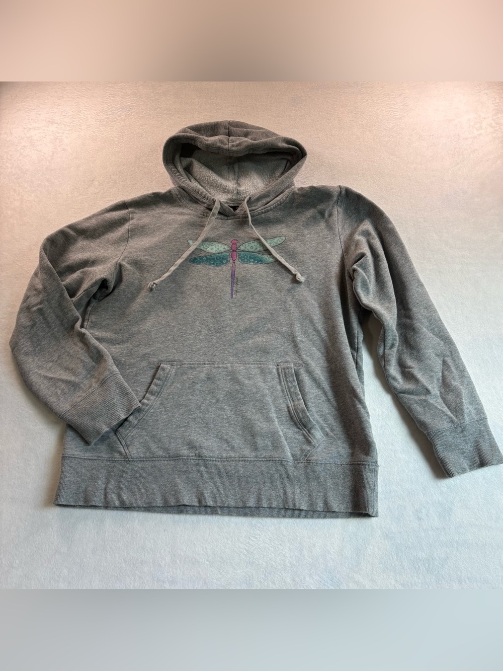 Life Is Good Gray Crewneck Hoodie with Dragonfly Graphic